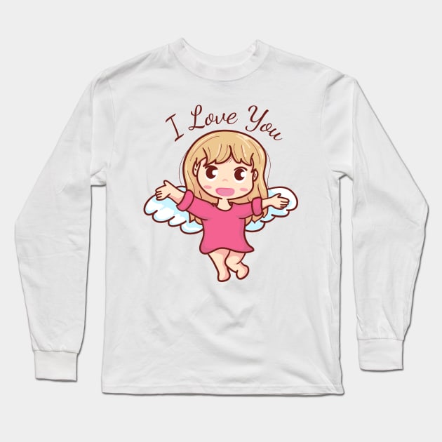 cupid wants to hug and say I love you Long Sleeve T-Shirt by MAAQ Design